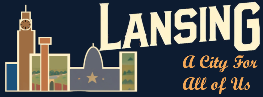 stylized illustration of Lansing's skyline